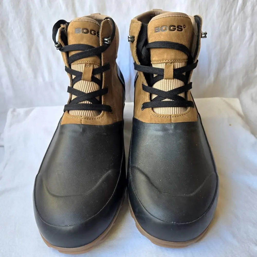 BOGS Men's Classic Casual Suede/Rubber Ankle Rain Boots Cognac/Black Size 13